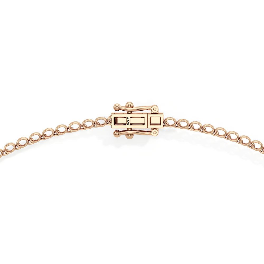 Oval East West Half Diamond Tennis Necklace with 5 Cut Diamond in 14KT Rose Gold view 4
