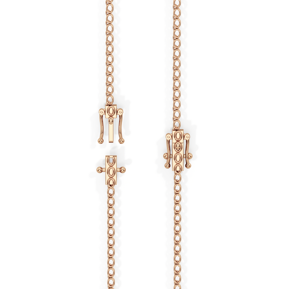 Oval East West Half Diamond Tennis Necklace with 5 Cut Diamond in 14KT Rose Gold view 5
