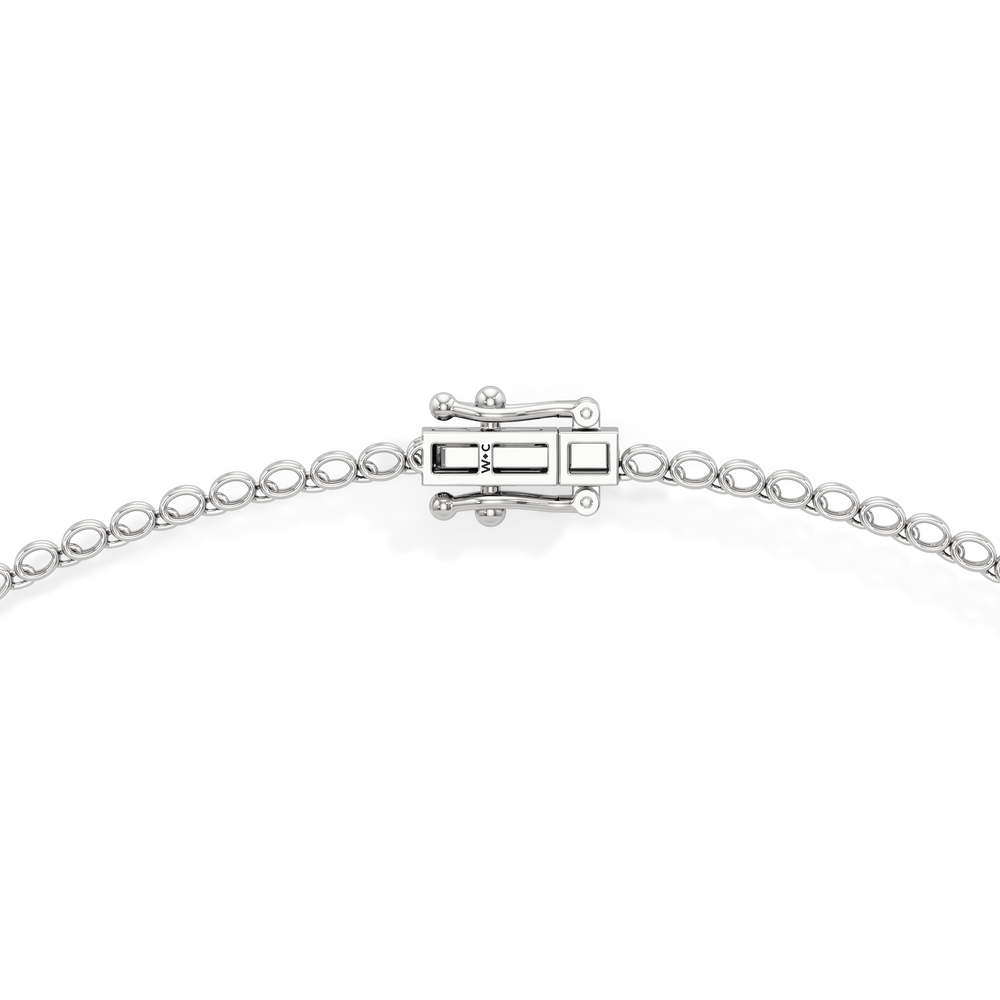 Oval East West Half Diamond Tennis Necklace with 5 Cut Diamond in 14KT White Gold view 4
