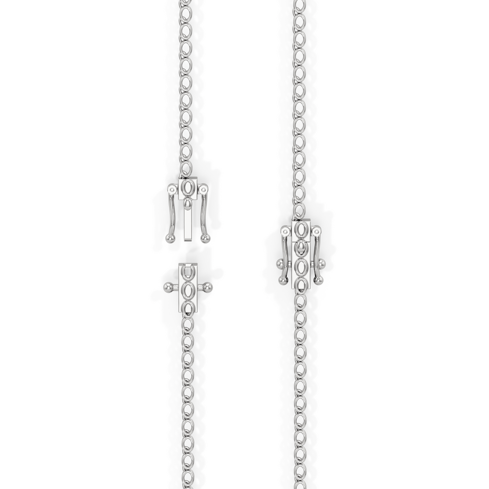 Oval East West Half Diamond Tennis Necklace with 5 Cut Diamond in 14KT White Gold view 5
