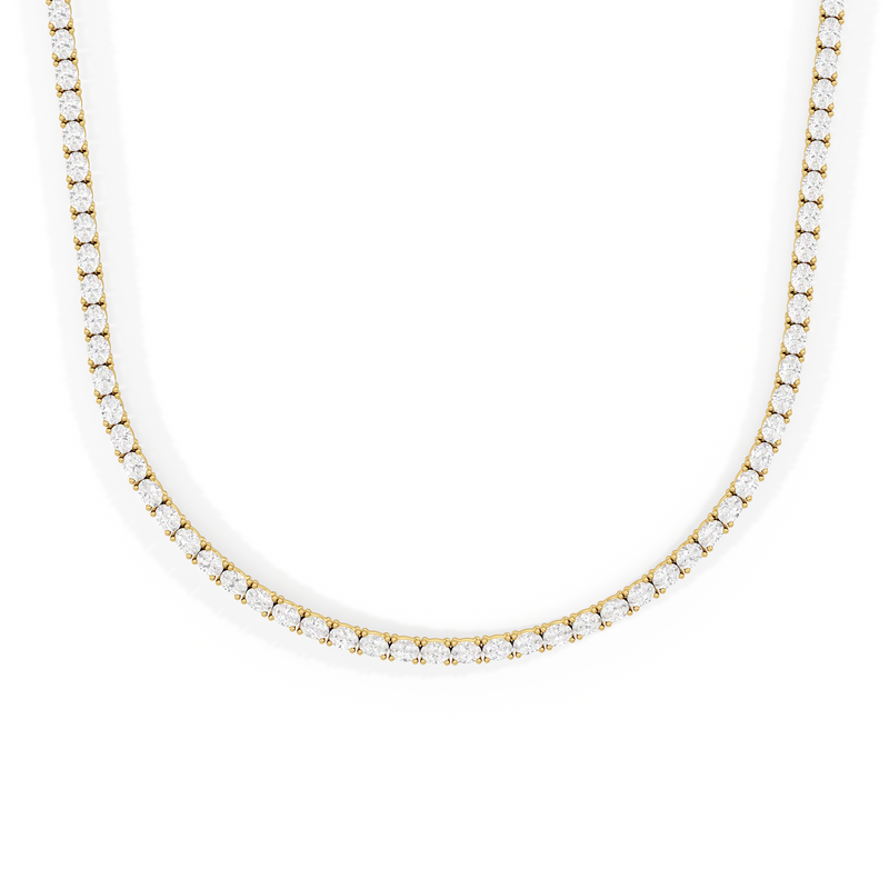 Oval East West Half Diamond Tennis Necklace