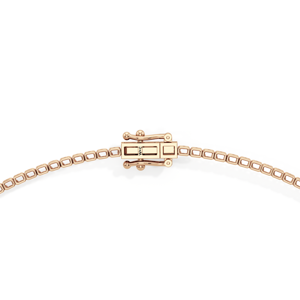 Emerald East West Half Diamond Tennis Necklace with 5 Cut Diamond in 14KT Rose Gold view 4
