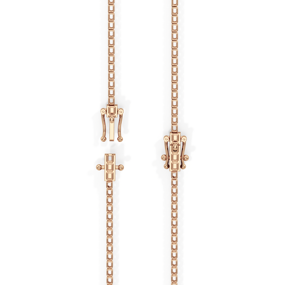 Emerald East West Half Diamond Tennis Necklace with 5 Cut Diamond in 14KT Rose Gold view 5
