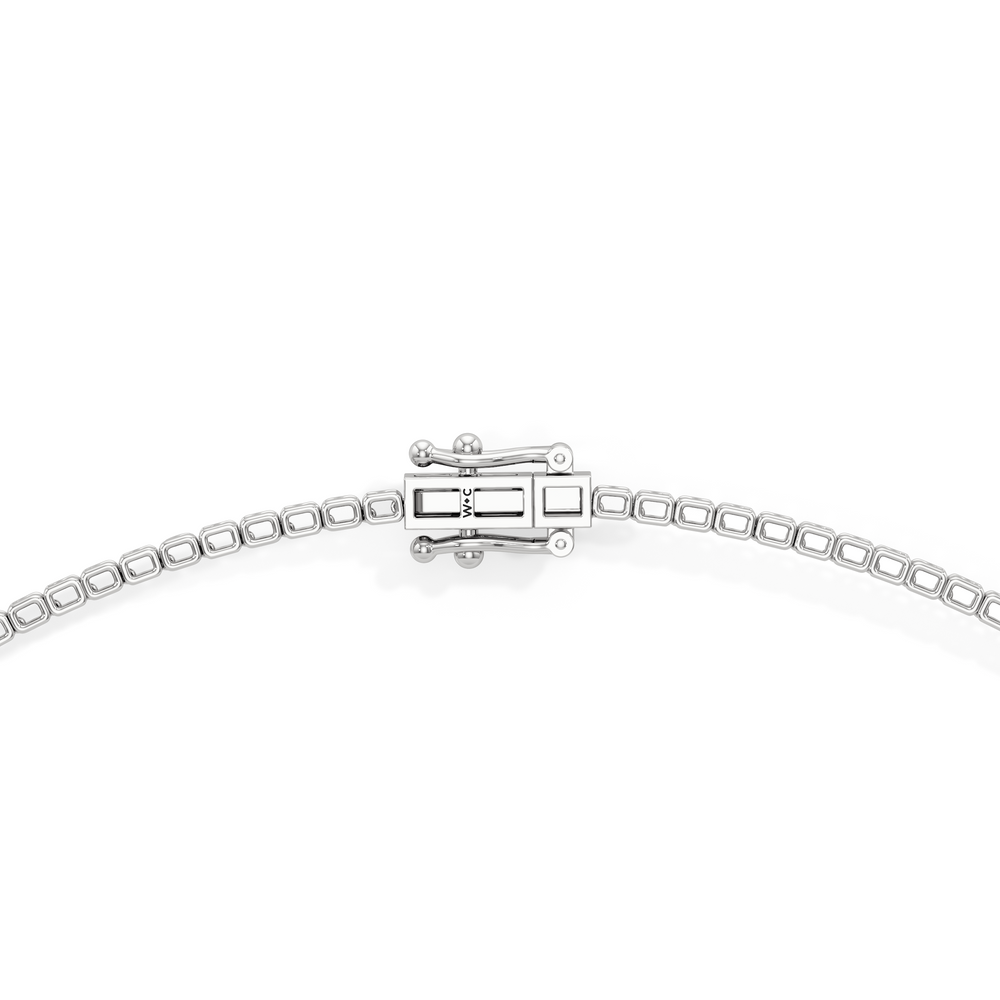 Emerald East West Half Diamond Tennis Necklace with 5 Cut Diamond in 14KT White Gold view 4
