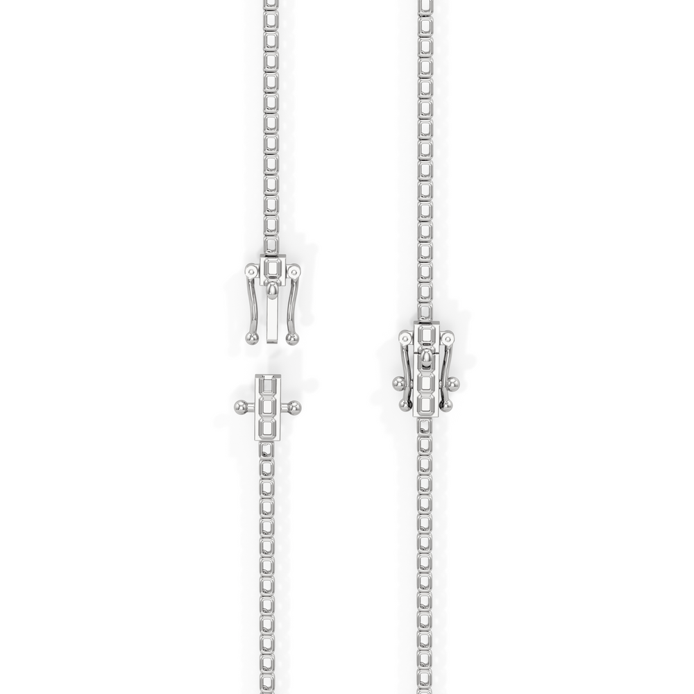 Emerald East West Half Diamond Tennis Necklace with 5 Cut Diamond in 14KT White Gold view 5
