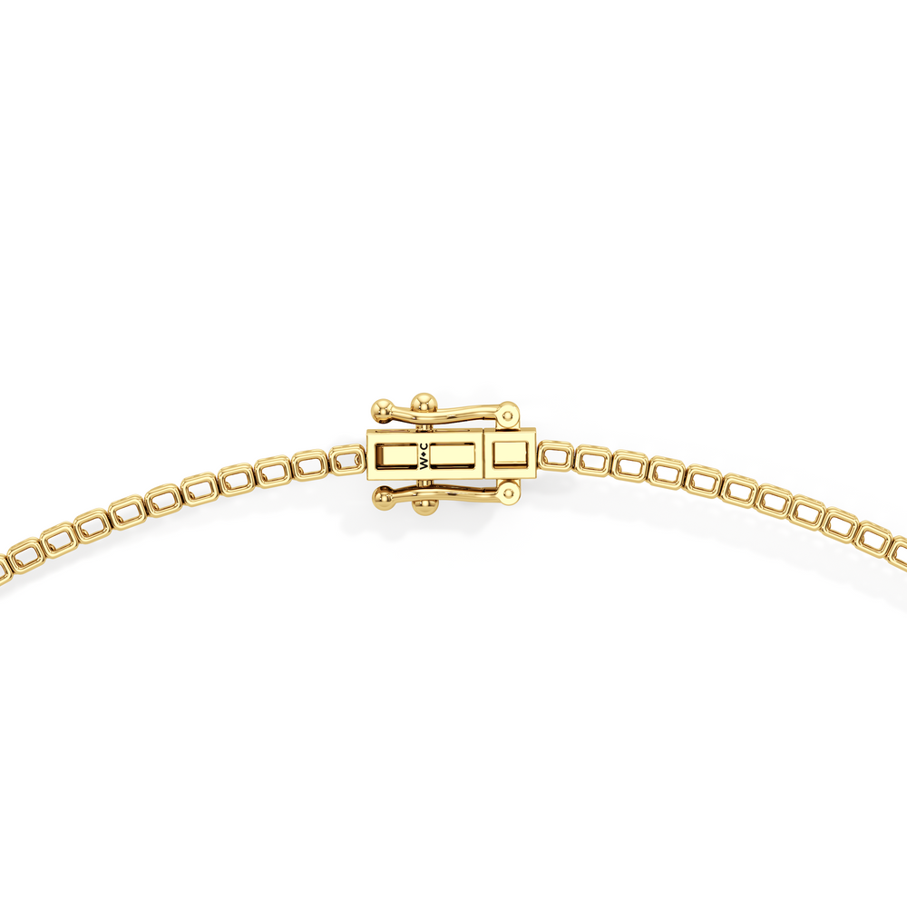 Emerald East West Half Diamond Tennis Necklace with 5 Cut Diamond in 14KT Yellow Gold view 4
