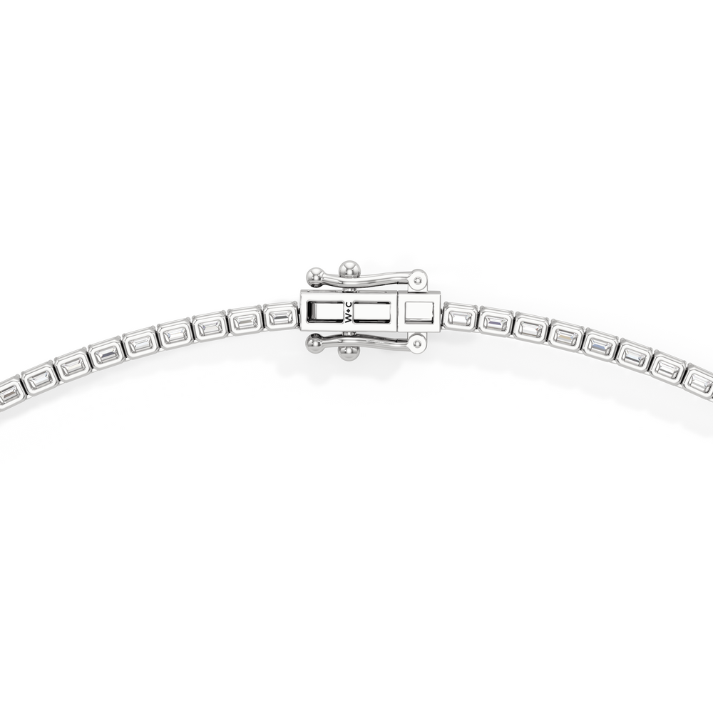 Emerald East West Diamond Tennis Necklace with 9 1/4 Cut Diamond in 14KT White Gold view 4

