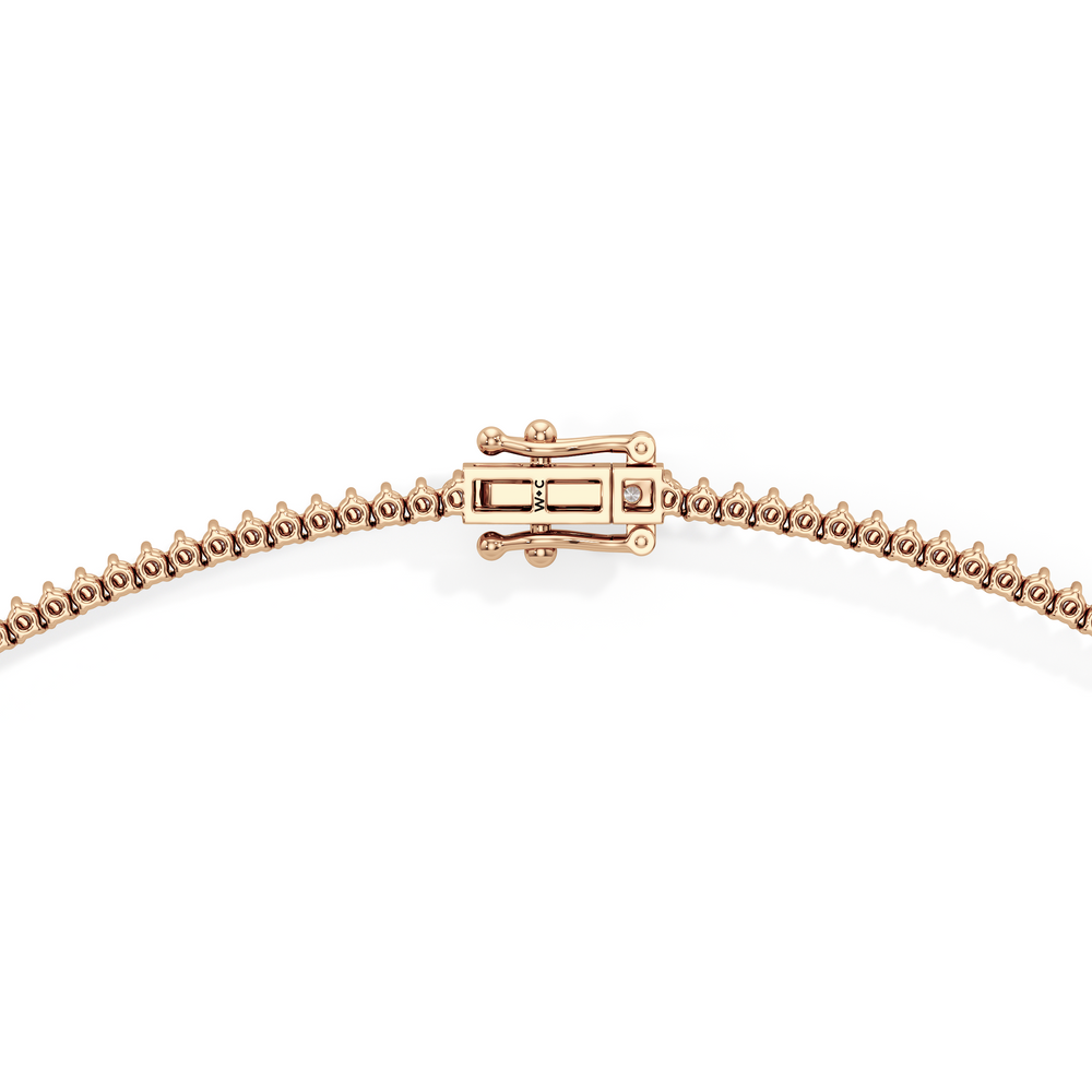 Graduating Three Prong Diamond Tennis Necklace with 10 Cut Diamond in 14KT Rose Gold view 4
