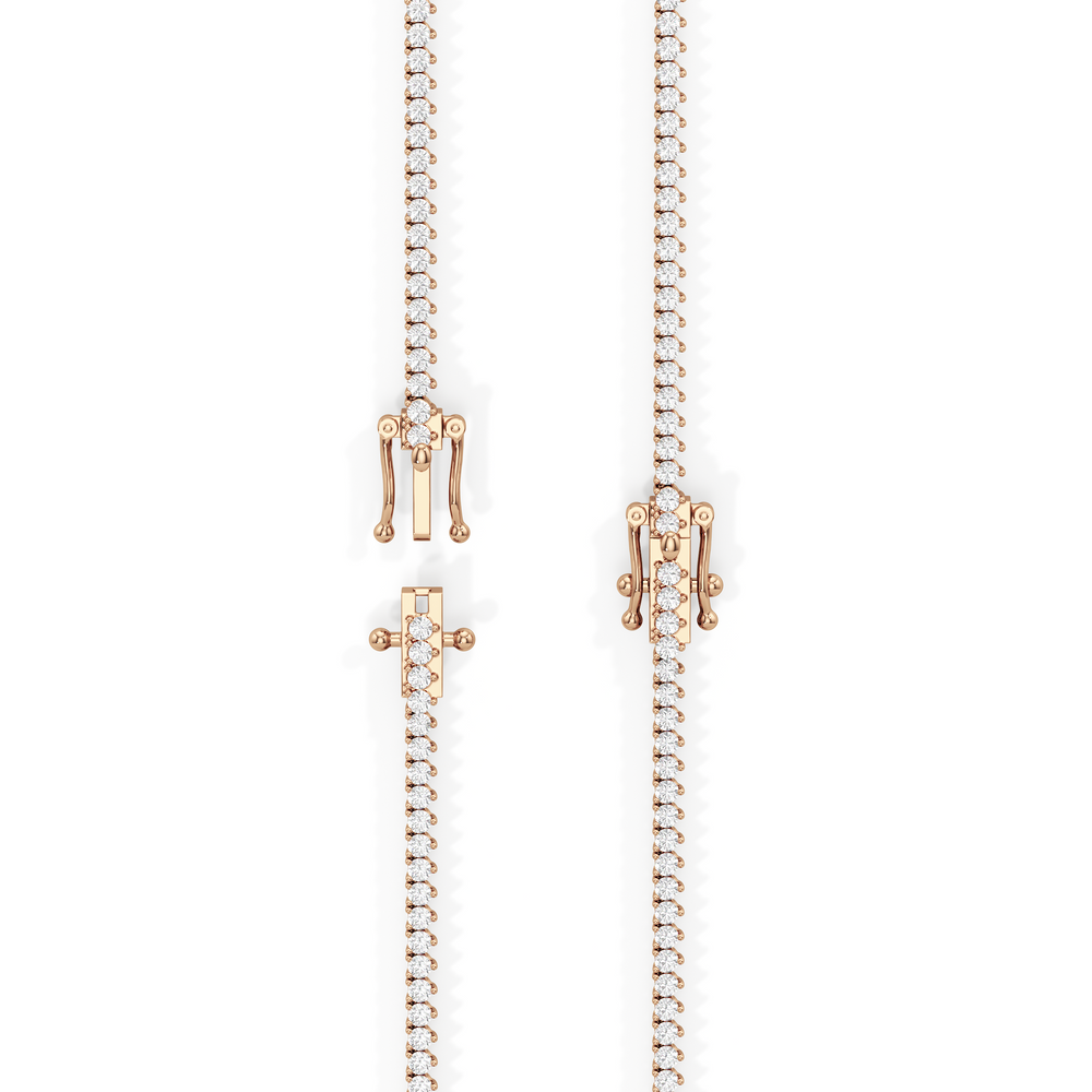 Graduating Three Prong Diamond Tennis Necklace with 10 Cut Diamond in 14KT Rose Gold view 5
