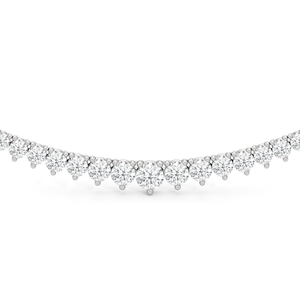Graduating Three Prong Diamond Tennis Necklace with 10 Cut Diamond in 14KT White Gold view 3

