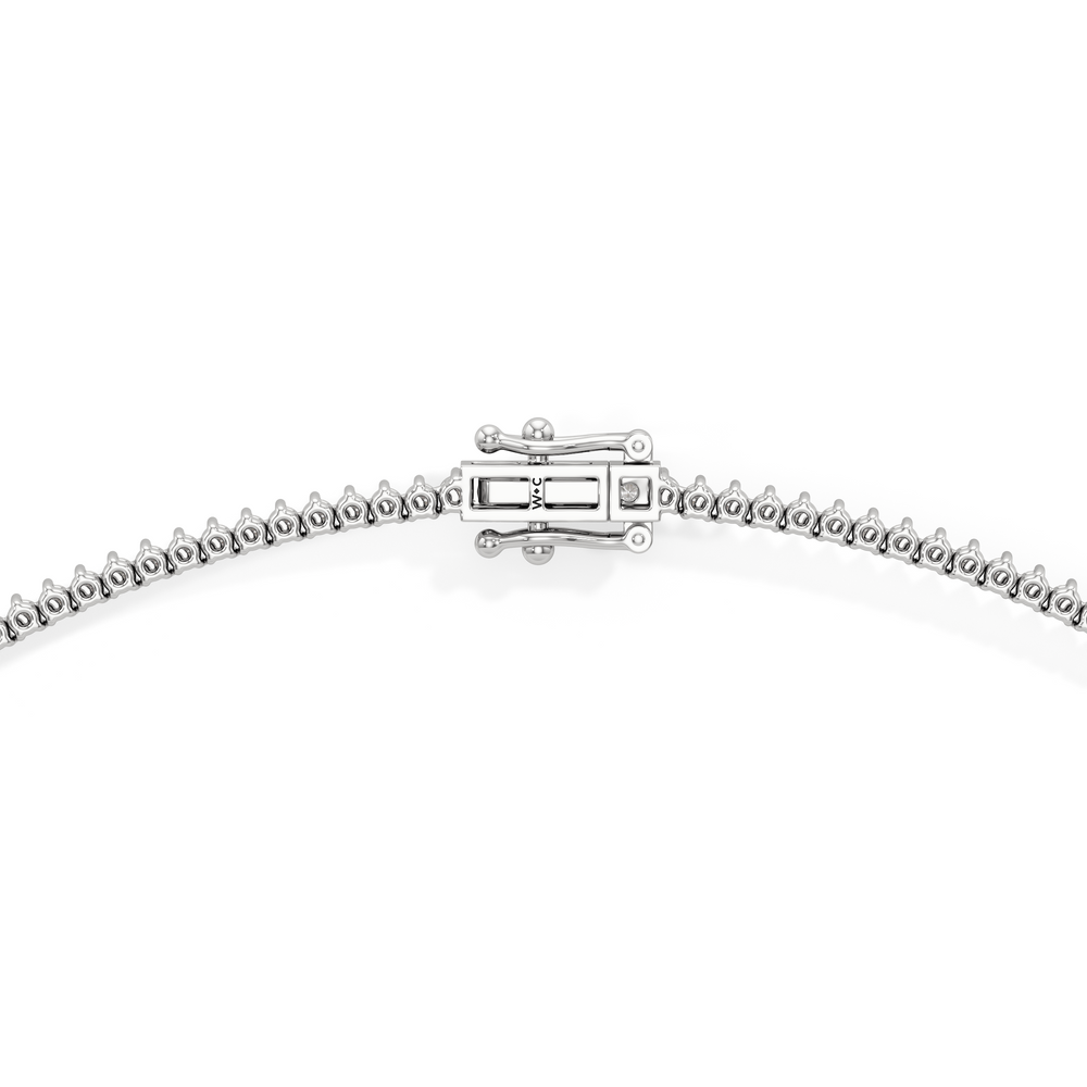 Graduating Three Prong Diamond Tennis Necklace with 10 Cut Diamond in 14KT White Gold view 4
