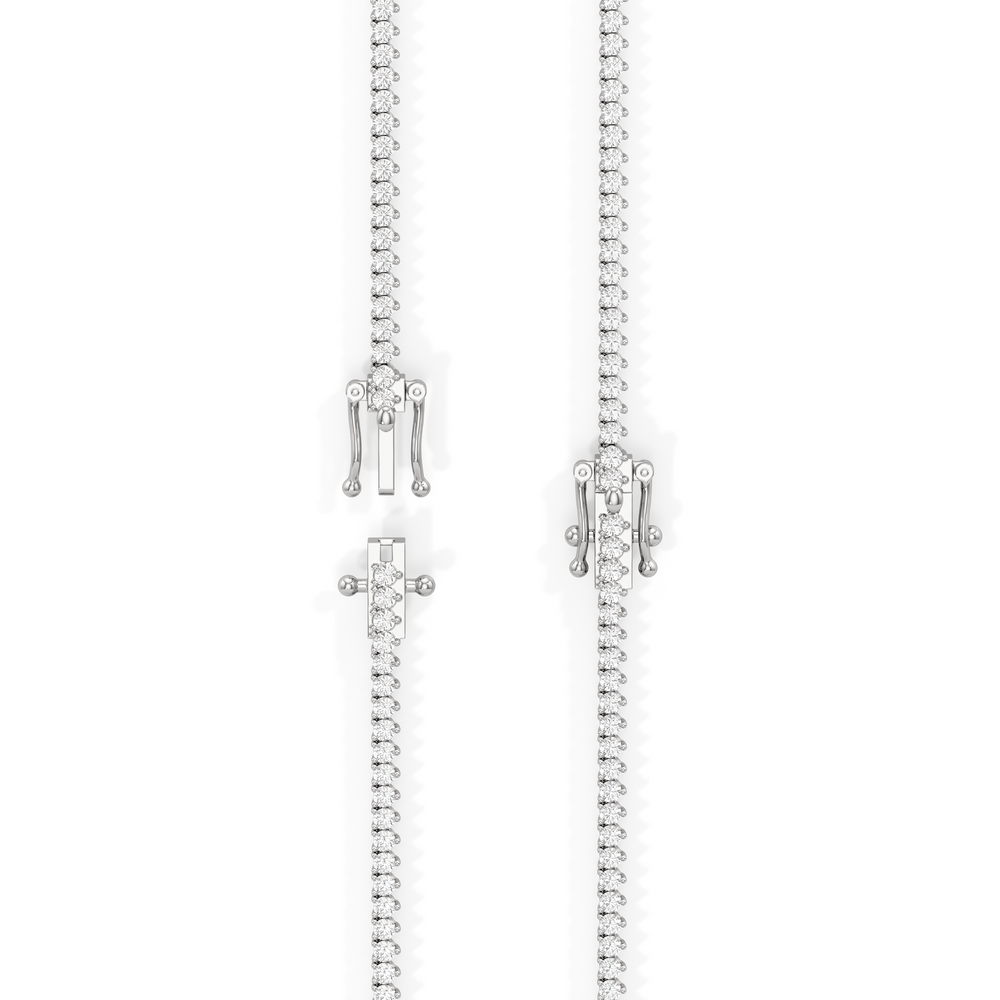 Graduating Three Prong Diamond Tennis Necklace with 10 Cut Diamond in 14KT White Gold view 5

