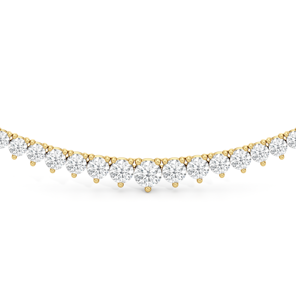 Graduating Three Prong Diamond Tennis Necklace with 10 Cut Diamond in 14KT Yellow Gold view 3
