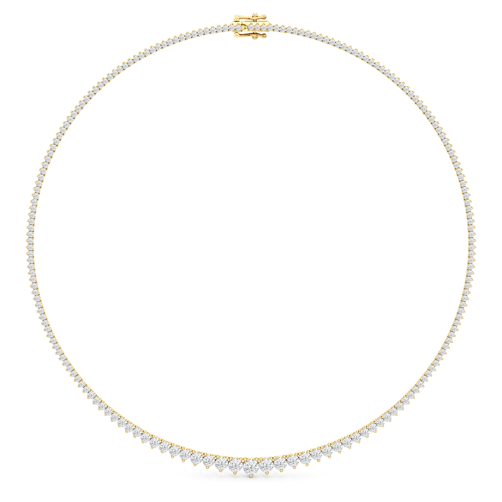Graduating Three Prong Diamond Tennis Necklace with 10 Cut Diamond in 14KT Yellow Gold view 2
