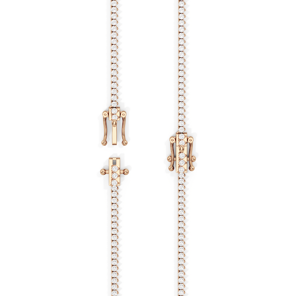 Graduating Three Prong Diamond Tennis Necklace with 7 Cut Diamond in 14KT Rose Gold view 5
