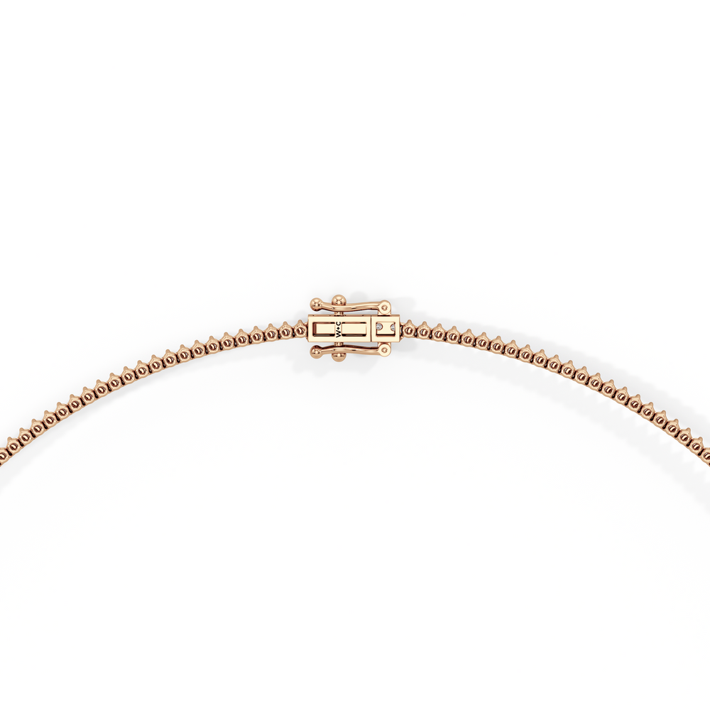 Graduating Three Prong Diamond Tennis Necklace with 7 Cut Diamond in 14KT Rose Gold view 4

