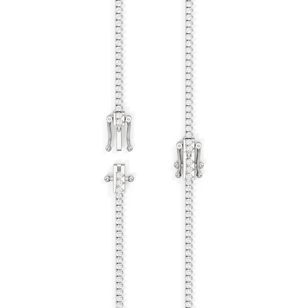 Graduating Three Prong Diamond Tennis Necklace with 7 Cut Diamond in 14KT White Gold view 5

