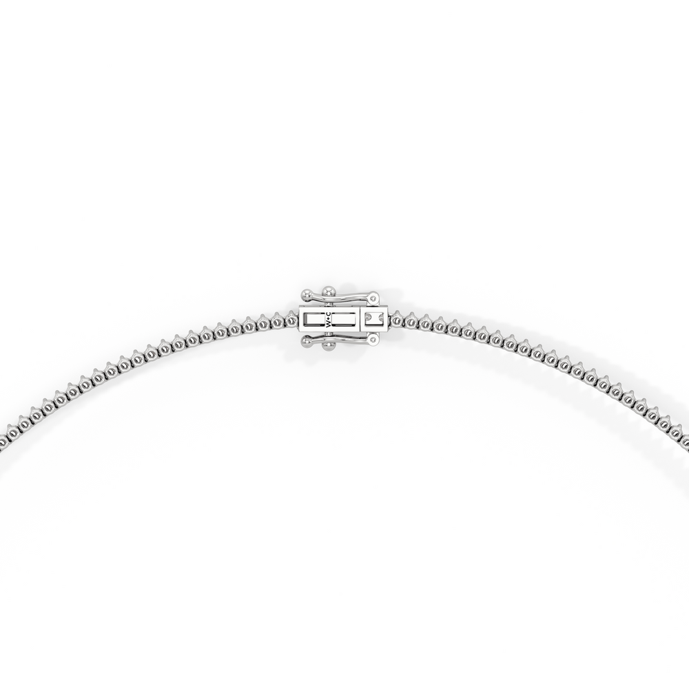 Graduating Three Prong Diamond Tennis Necklace with 7 Cut Diamond in 14KT White Gold view 4
