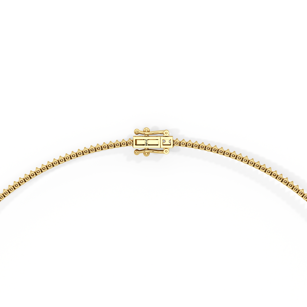 Graduating Three Prong Diamond Tennis Necklace with 7 Cut Diamond in 14KT Yellow Gold view 4
