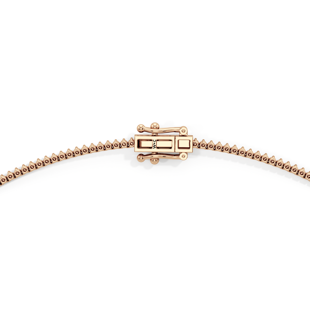 Graduating Three Prong Diamond Tennis Necklace with 5 Cut Diamond in 14KT Rose Gold view 4

