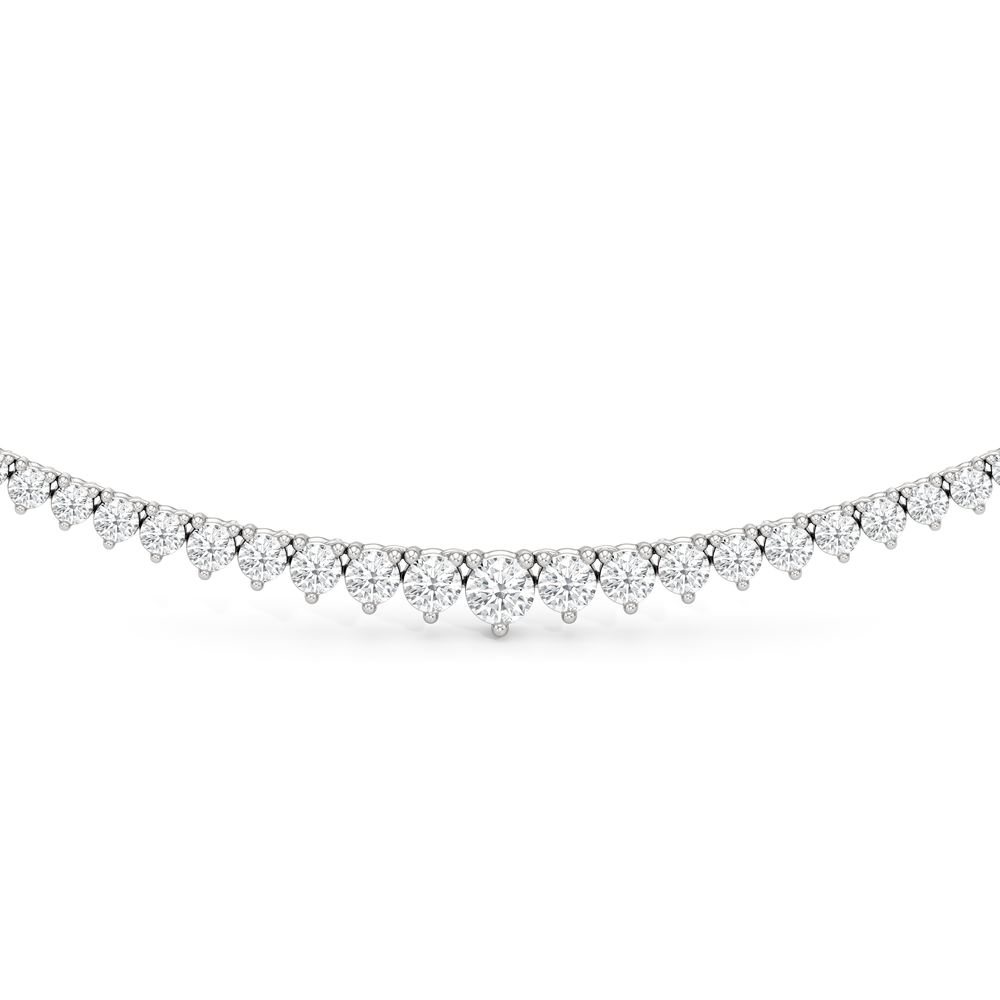Graduating Three Prong Diamond Tennis Necklace with 5 Cut Diamond in 14KT White Gold view 3
