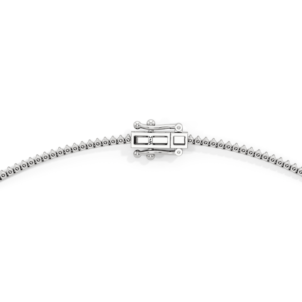 Graduating Three Prong Diamond Tennis Necklace with 5 Cut Diamond in 14KT White Gold view 4

