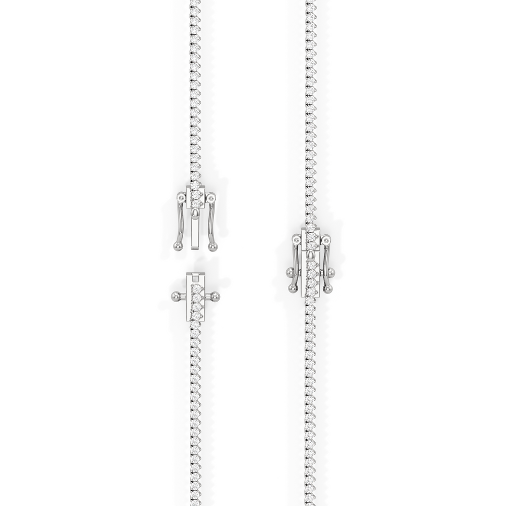 Graduating Three Prong Diamond Tennis Necklace with 5 Cut Diamond in 14KT White Gold view 5
