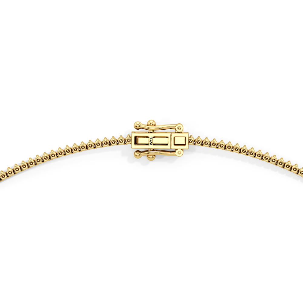 Graduating Three Prong Diamond Tennis Necklace with 5 Cut Diamond in 14KT Yellow Gold view 4
