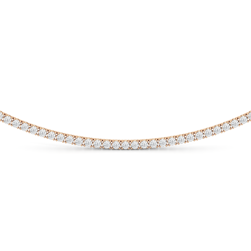 Four Prong Half Diamond Tennis Necklace with 3 Cut Diamond in 14KT Rose Gold view 3
