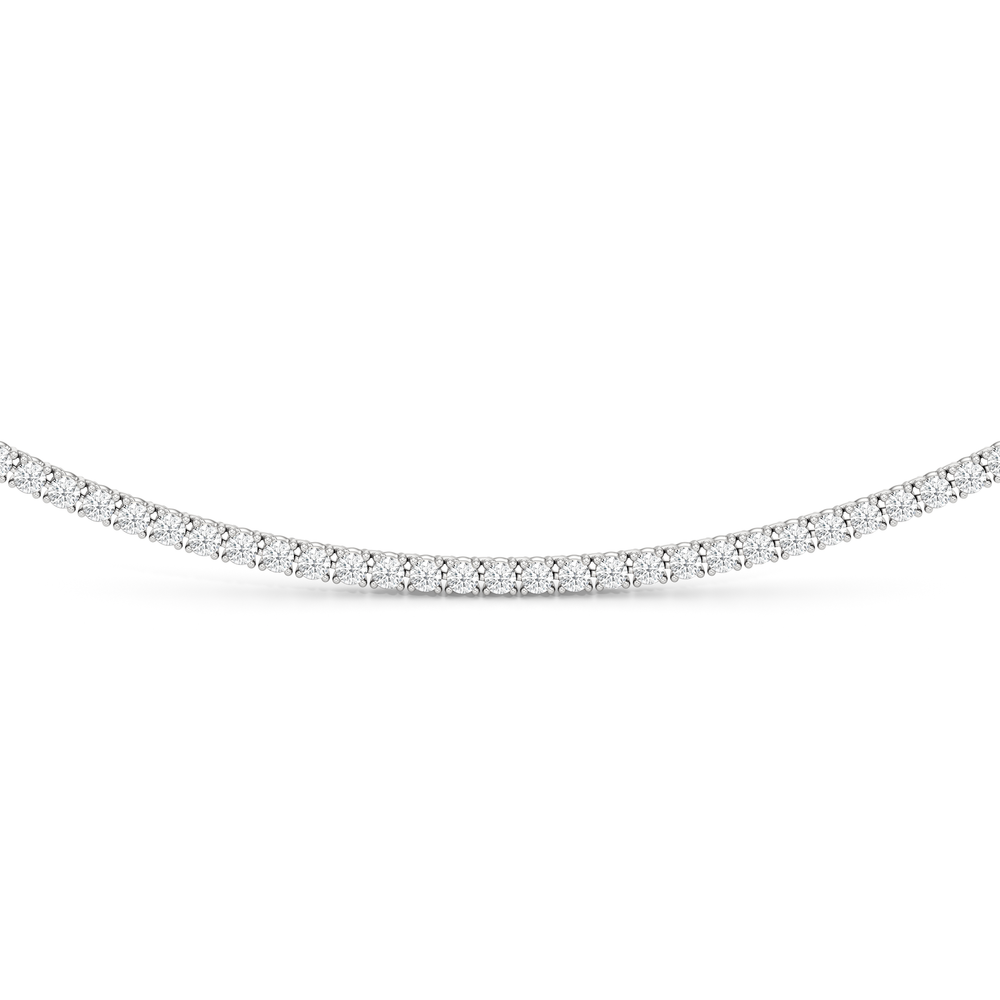 Four Prong Half Diamond Tennis Necklace with 3 Cut Diamond in 14KT White Gold view 3
