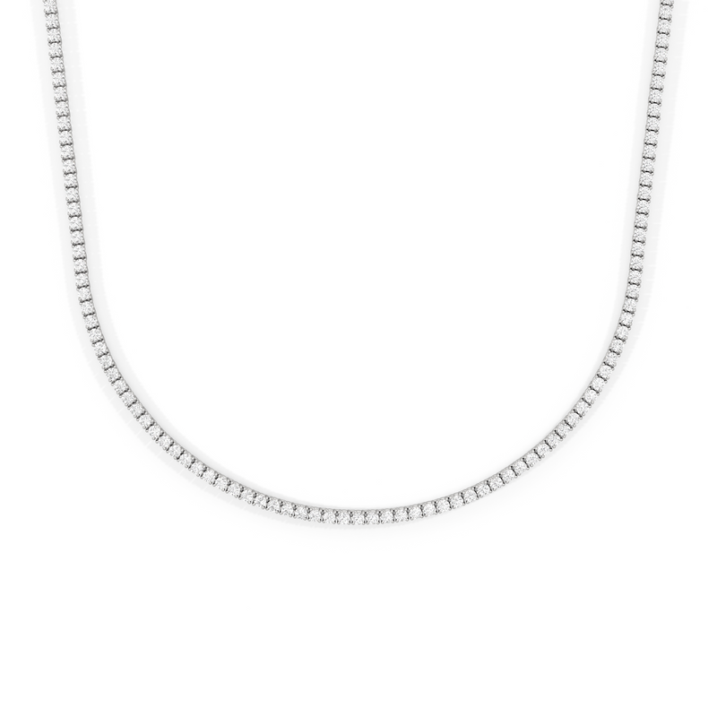 Four Prong Half Diamond Tennis Necklace