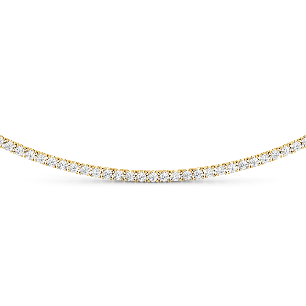 Four Prong Half Diamond Tennis Necklace with 3 Cut Diamond in 14KT Yellow Gold view 3
