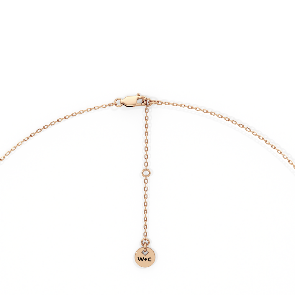 Three Prong Half Diamond Tennis Necklace with 3 Cut Diamond in 14KT Rose Gold view 4
