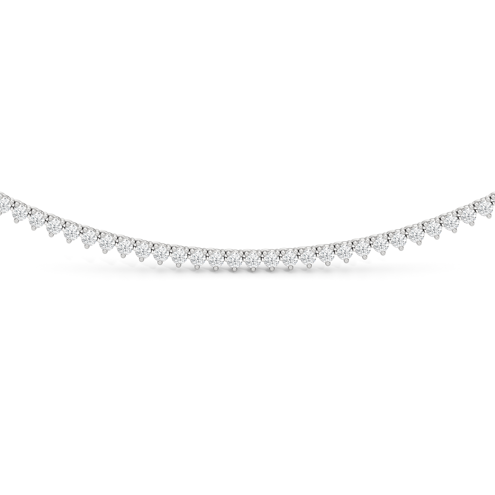 Three Prong Half Diamond Tennis Necklace with 3 Cut Diamond in 14KT White Gold view 3
