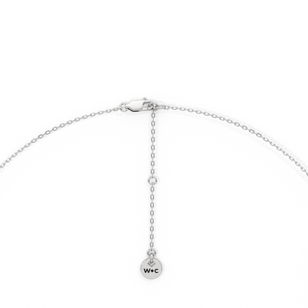 Three Prong Half Diamond Tennis Necklace with 3 Cut Diamond in 14KT White Gold view 4
