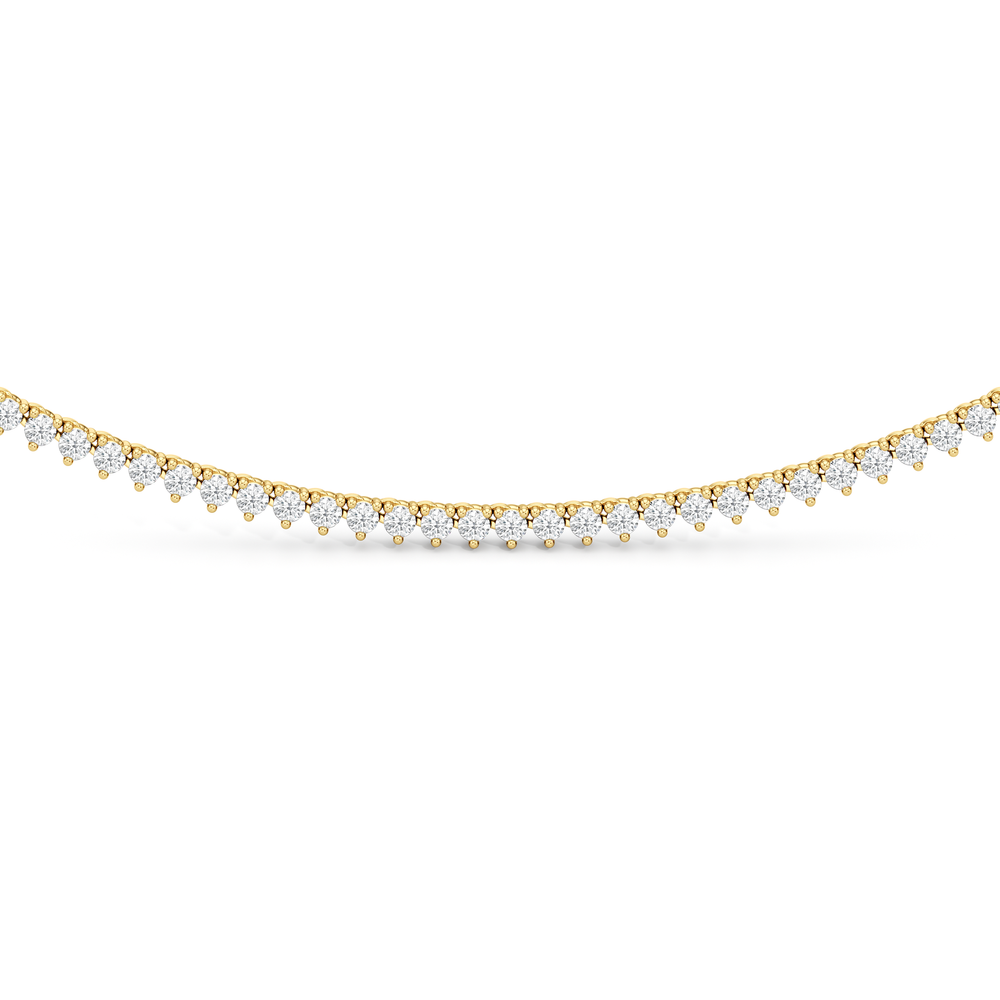 Three Prong Half Diamond Tennis Necklace with 3 Cut Diamond in 14KT Yellow Gold view 3
