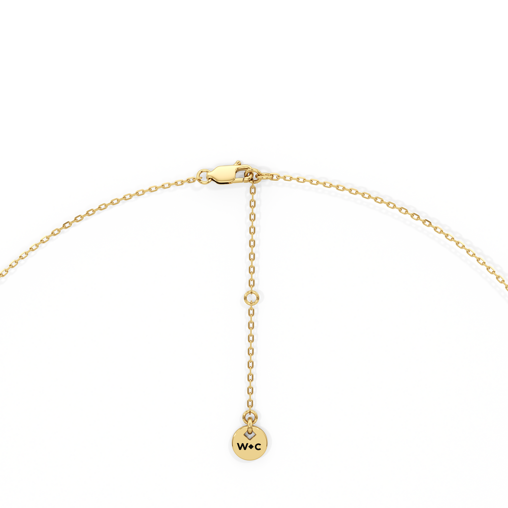 Three Prong Half Diamond Tennis Necklace with 3 Cut Diamond in 14KT Yellow Gold view 4
