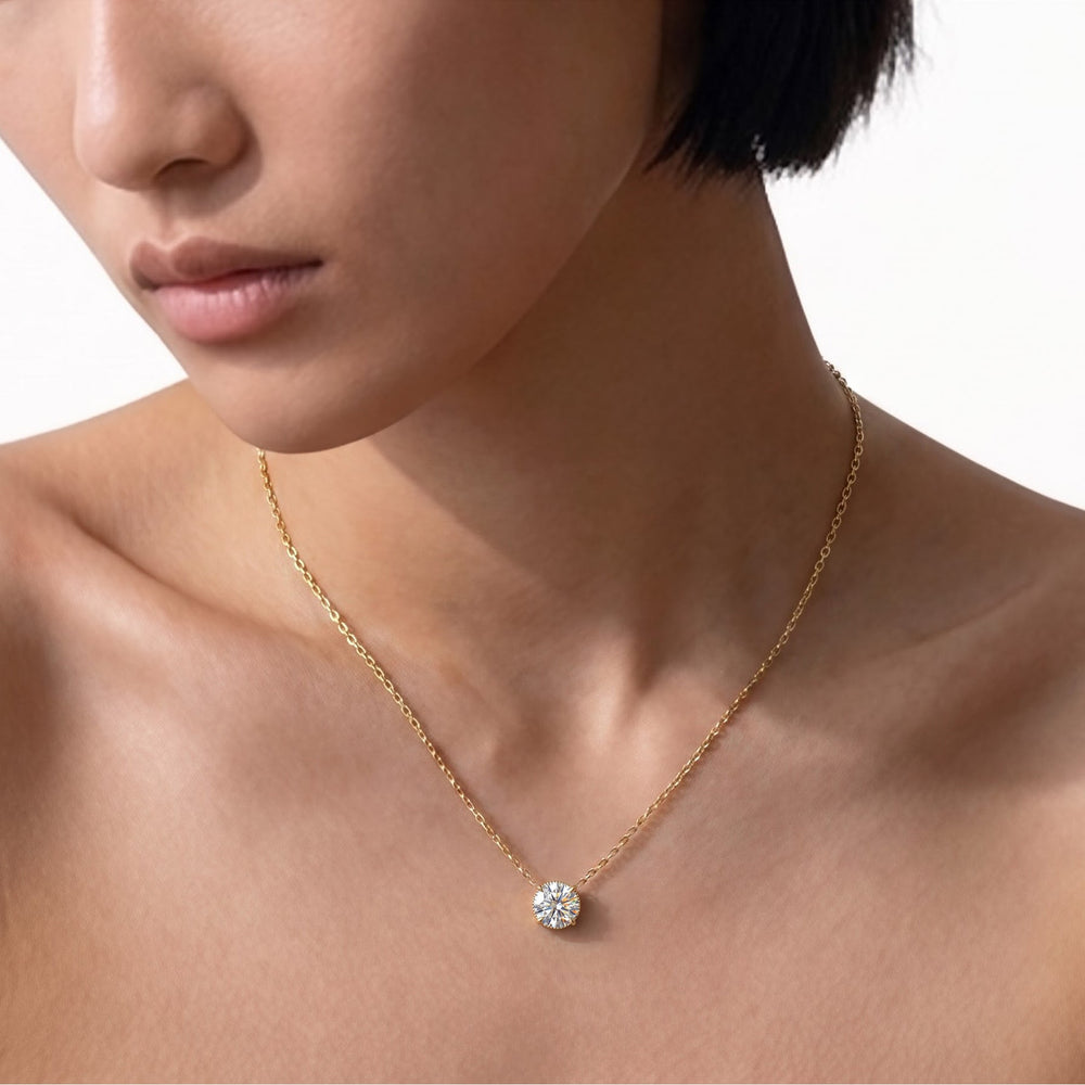 The Seraphine Classic Necklace with 14KT White Gold / Lab / 2 Cut Diamond in 14KT White Gold / Lab / 2 view 3

