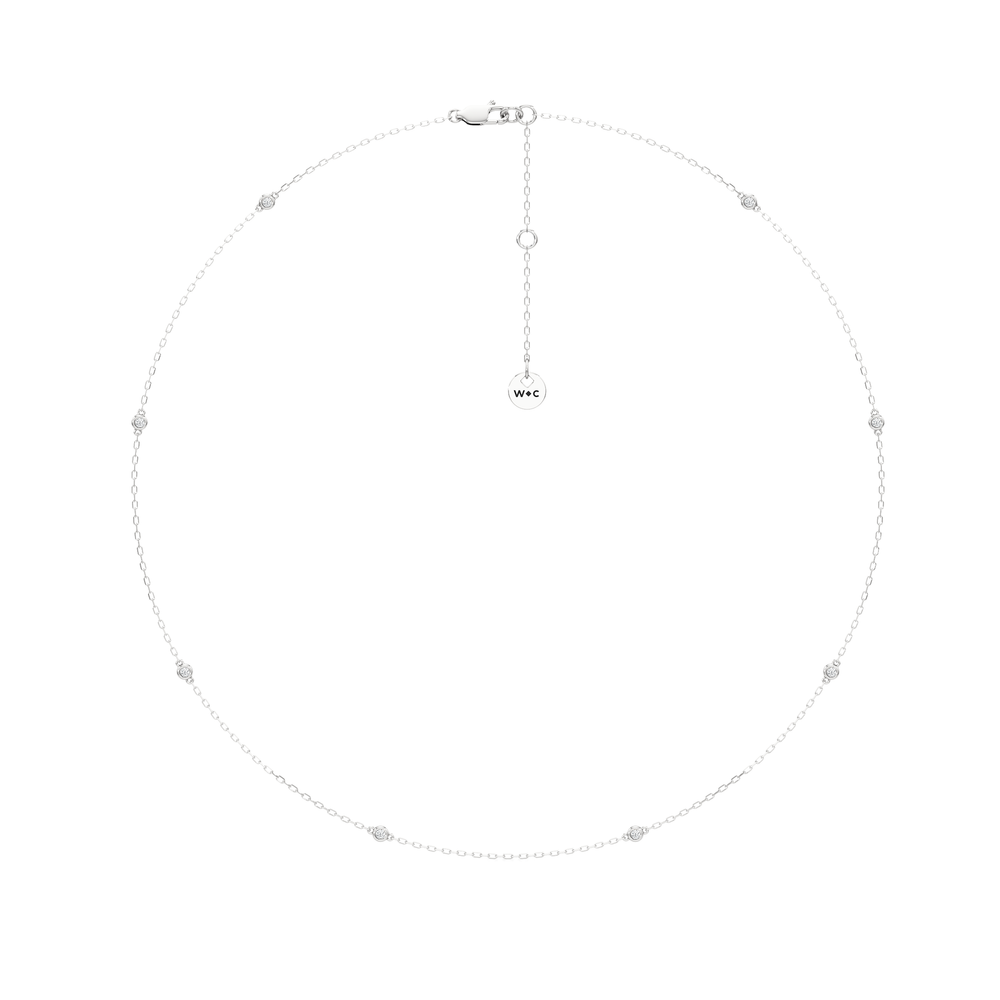 The Eliza Station Necklace with 14KT White Gold / Lab / 1/6 Cut Diamond in 14KT White Gold / Lab / 1/6 view 5
