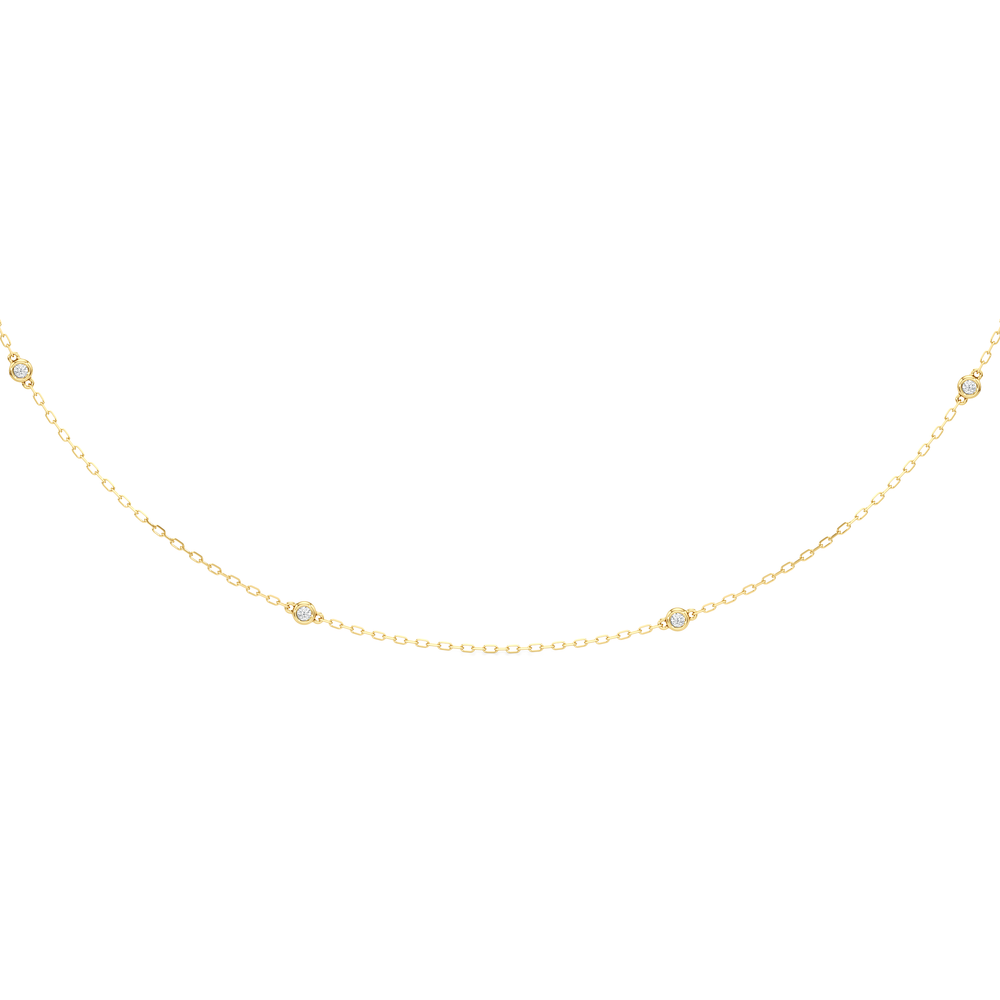 The Eliza Station Necklace with 14KT Yellow Gold / Lab / 1/6 Cut Diamond in 14KT Yellow Gold / Lab / 1/6 view 4
