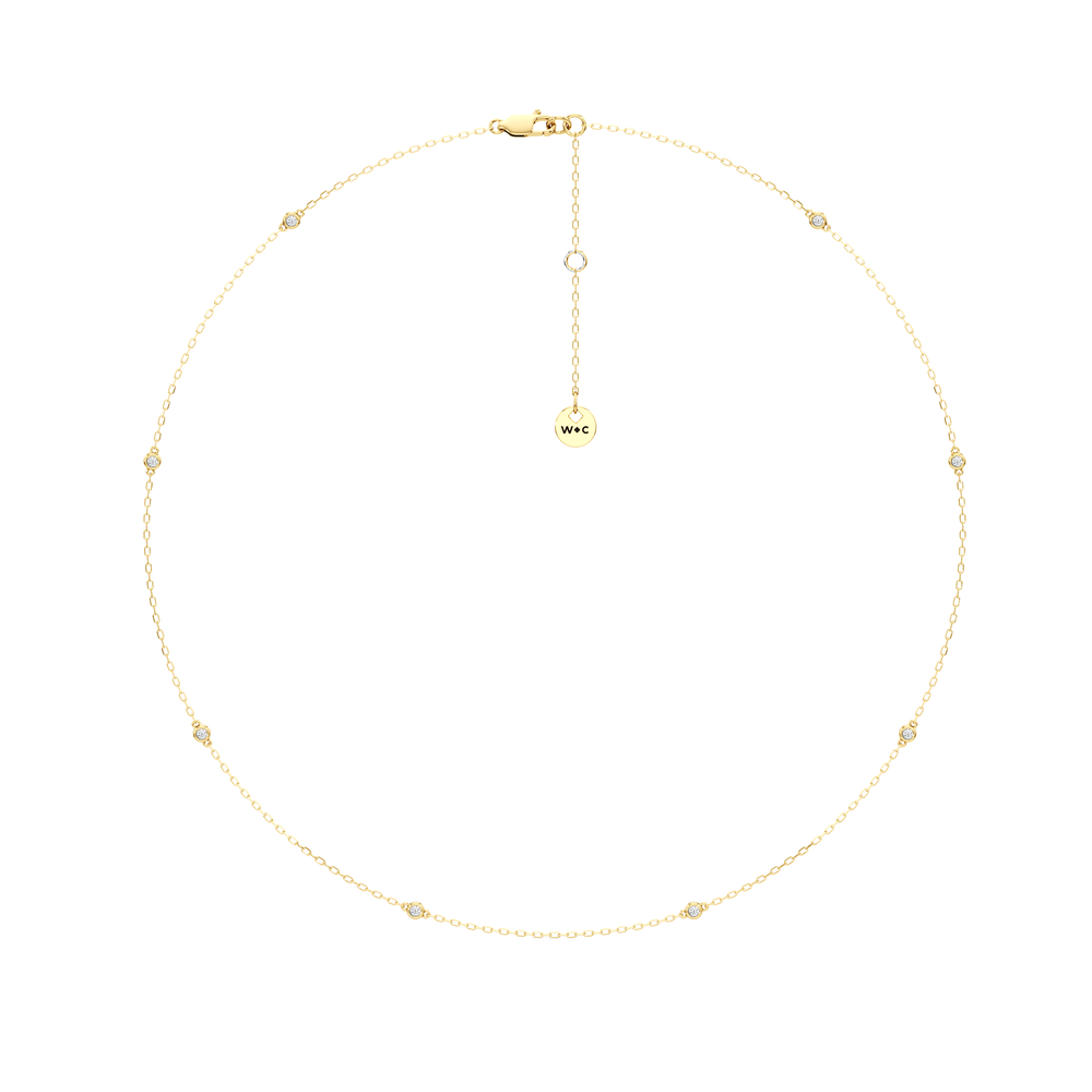The Eliza Station Necklace with 14KT Yellow Gold / Lab / 1/6 Cut Diamond in 14KT Yellow Gold / Lab / 1/6 view 5
