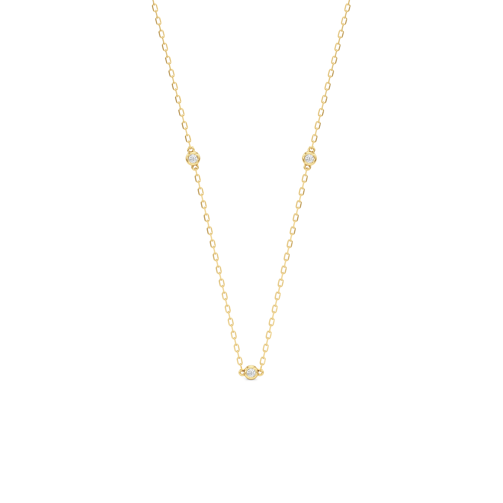 The Eliza Station Necklace with 14KT Yellow Gold / Lab / 1/6 Cut Diamond in 14KT Yellow Gold / Lab / 1/6 view 1
