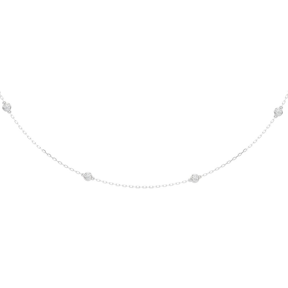 The Rhea Station Necklace with 14KT White Gold / Lab / 1/2 Cut Diamond in 14KT White Gold / Lab / 1/2 view 4
