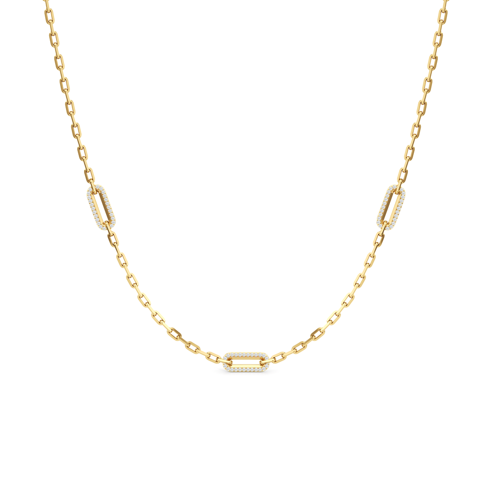 The Celine Paperclip Necklace with 18K Yellow Gold Vermeil / Lab / 1/2 Cut Diamond in 14KT 18K Yellow Gold Vermeil / Lab / 1/2 view 4
