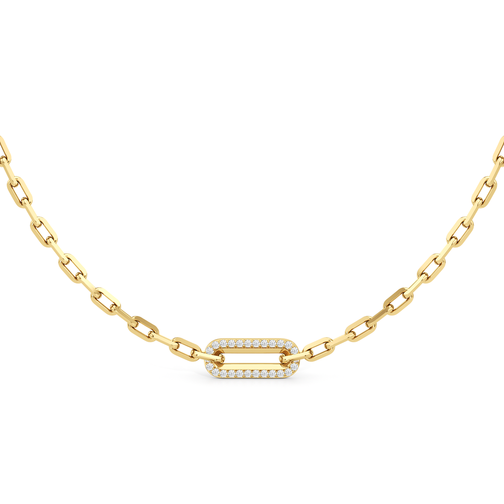 The Celine Paperclip Necklace with 18K Yellow Gold Vermeil / Lab / 1/2 Cut Diamond in 14KT 18K Yellow Gold Vermeil / Lab / 1/2 view 1

