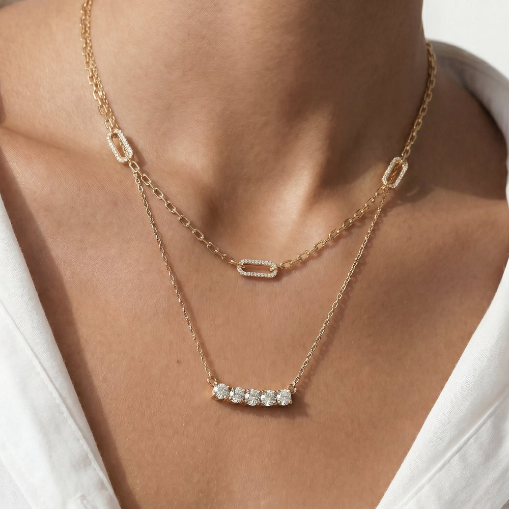 The Celine Paperclip Necklace with 18K Yellow Gold Vermeil / Lab / 1/2 Cut Diamond in 14KT 18K Yellow Gold Vermeil / Lab / 1/2 view 3
