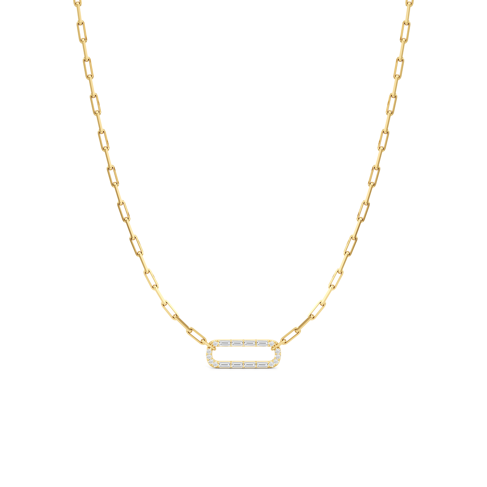 The Celine Bold Paperclip Necklace with 18K Yellow Gold Vermeil / Lab / 3/8 Cut Diamond in 14KT 18K Yellow Gold Vermeil / Lab / 3/8 view 4
