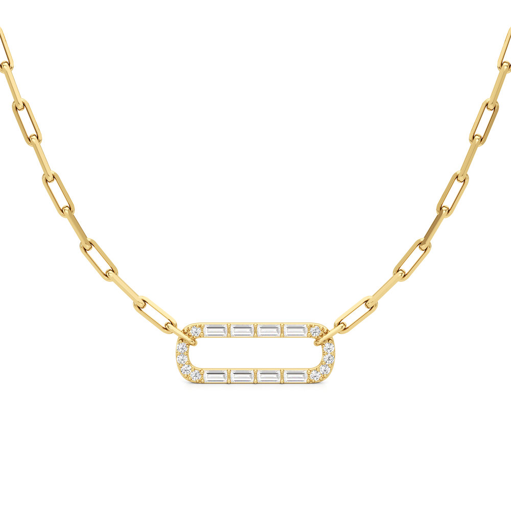 The Celine Bold Paperclip Necklace with 18K Yellow Gold Vermeil / Lab / 3/8 Cut Diamond in 14KT 18K Yellow Gold Vermeil / Lab / 3/8 view 1
