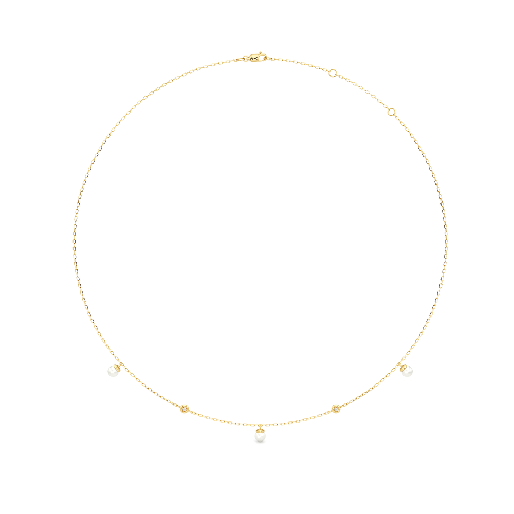 The Romy Station Necklace with 18K Yellow Gold Vermeil / Lab Cut Diamond in 14KT 18K Yellow Gold Vermeil / Lab view 4
