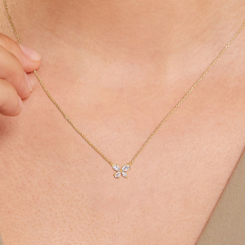 Marsilea Necklace with 14KT White Gold / Lab / 1 Cut Diamond in 14KT White Gold / Lab / 1 view 3
